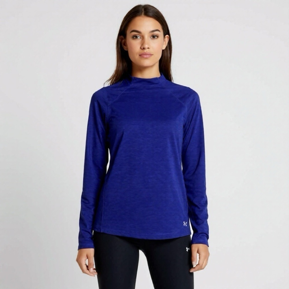 Under Armour Womans Medium Fitted Long Sleeve Coldgear Shirt Top Athletic Purple